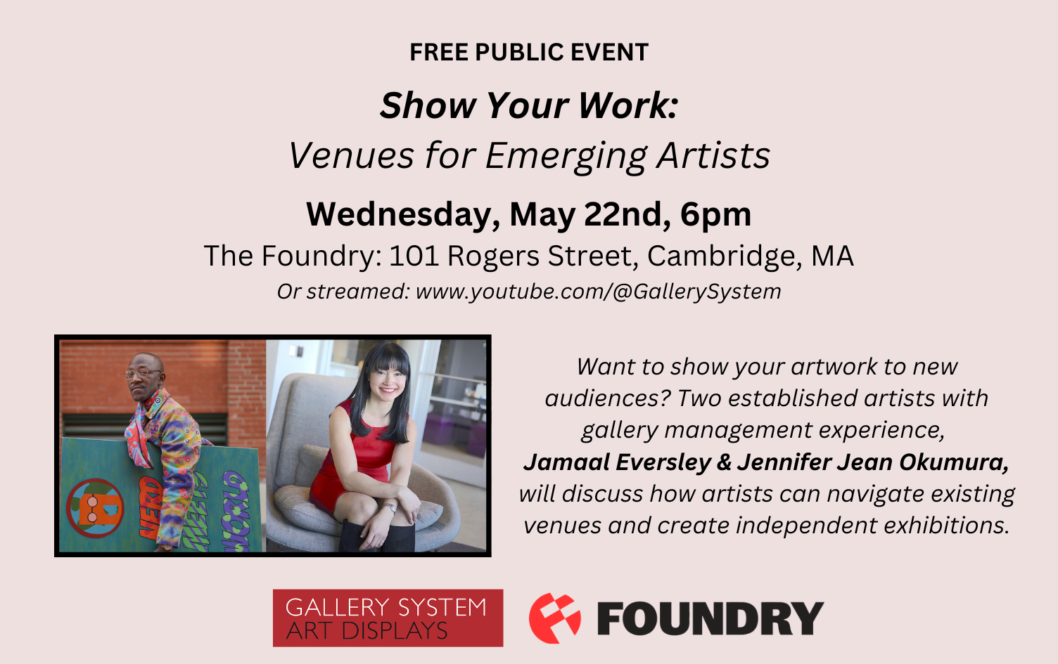 Venues for Emerging Artists Event, May 22, 6pm