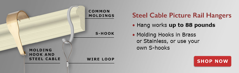 Picture Rail Molding Art Hanging System - Steel Cable