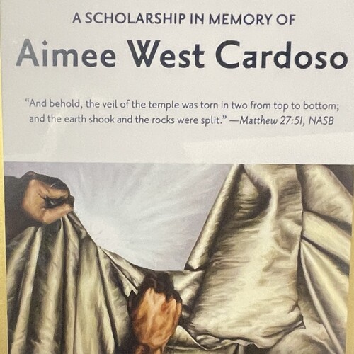 Aimee West Cardoso exhibition announcement in memoriam