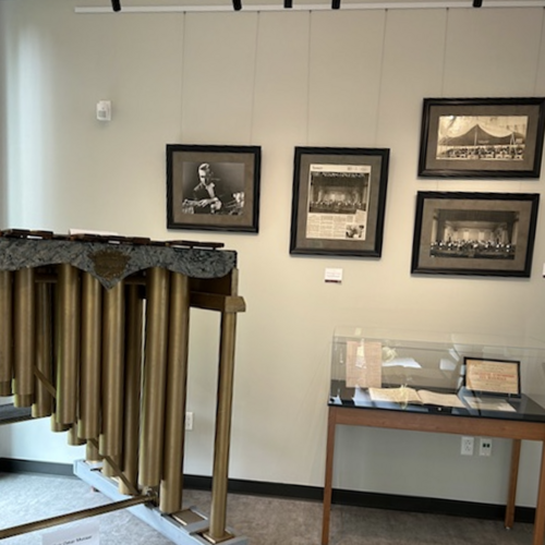 Art Hanging System in place at Center for Mallet Percussion Research Exhibit Room